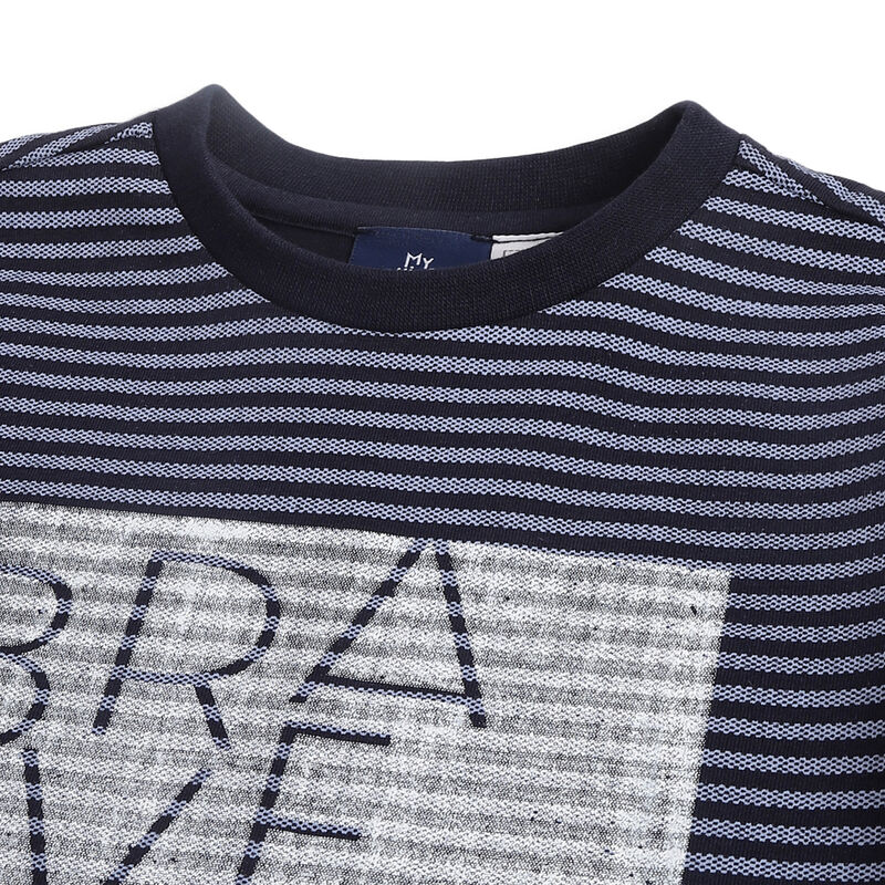 Boys Dark Blue Striped Long Sleeve T-Shirt image number 2